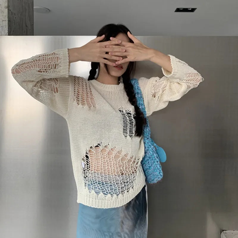 Openwork Crochet Mesh Top