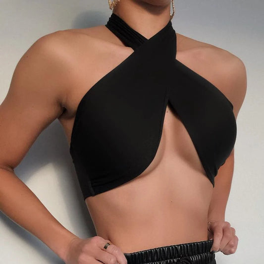 Crossover Back Lace-up Off-Shoulder Crop Top