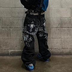 Y2K Gothic Pattern Print Loose Pant