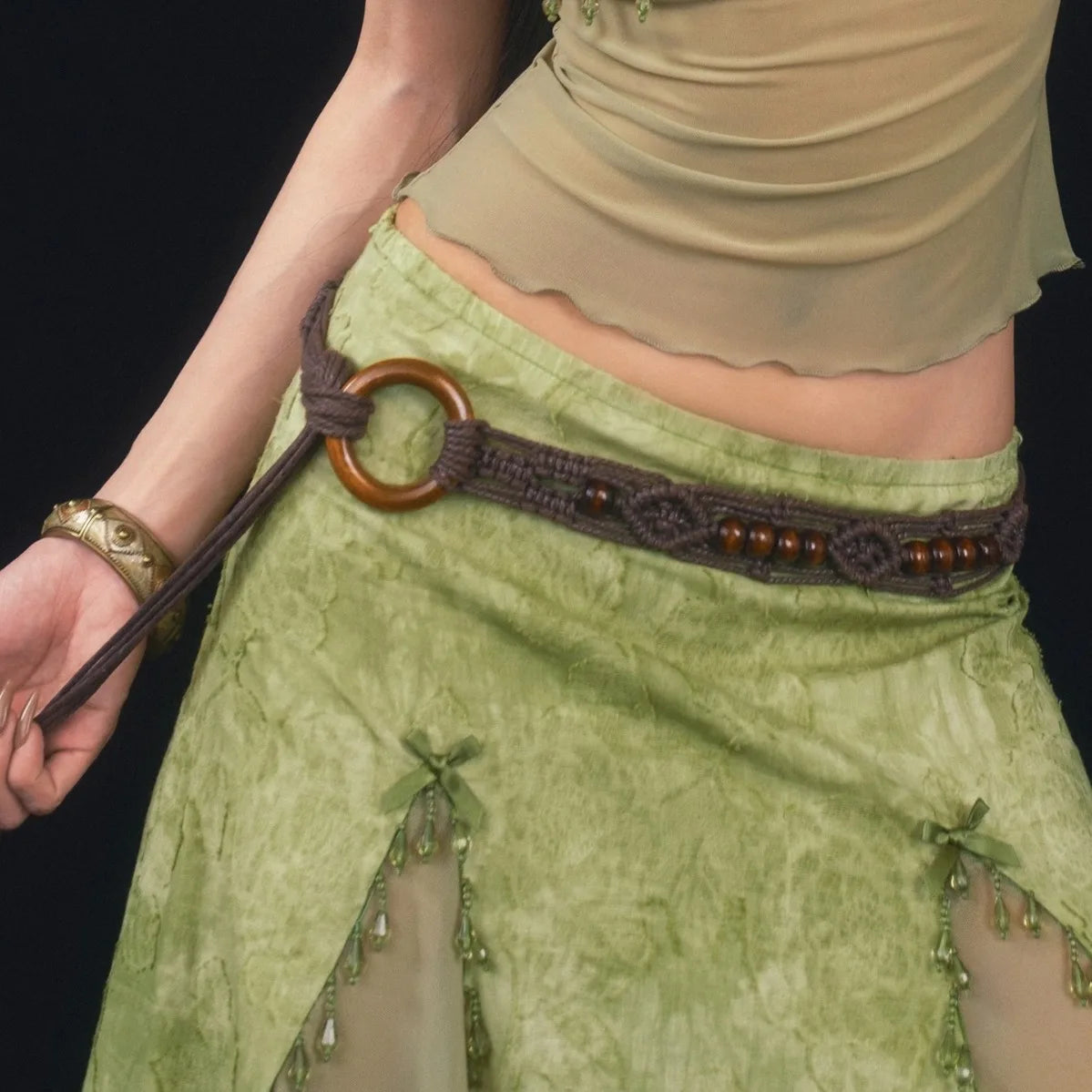 Bohemian Gothic Handmade Beads Braided Belt Main image