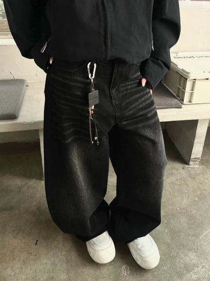 Embroidery Gothic Black Baggy Pant