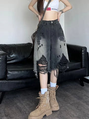 Gradient Hole Denim Short