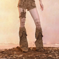 Gothic PU Chain Leg Sock