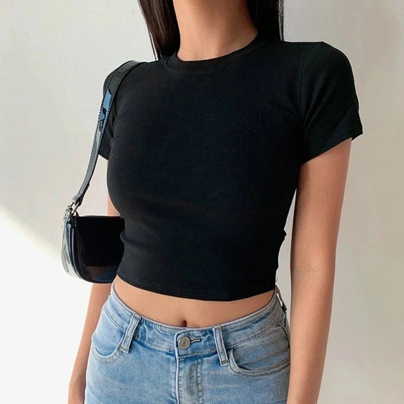 Simple Casual Solid Crop Top Main image