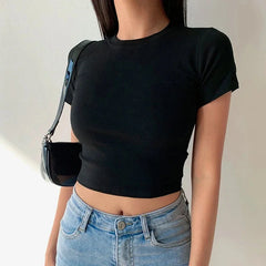 Simple Casual Solid Crop Top
