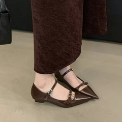 Bailamos Red Elegant Mary Jane Flat Heel Flat