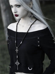 Vintage Punk Gothic Black Crop Hoodie