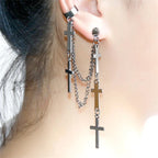 Unisex Punk Cross Tassel Chain Clip Earring