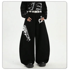 Pistol Print Wide Leg Pants