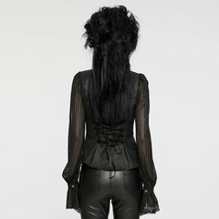 Exquisite Pattern Lantern Sleeve Blouse