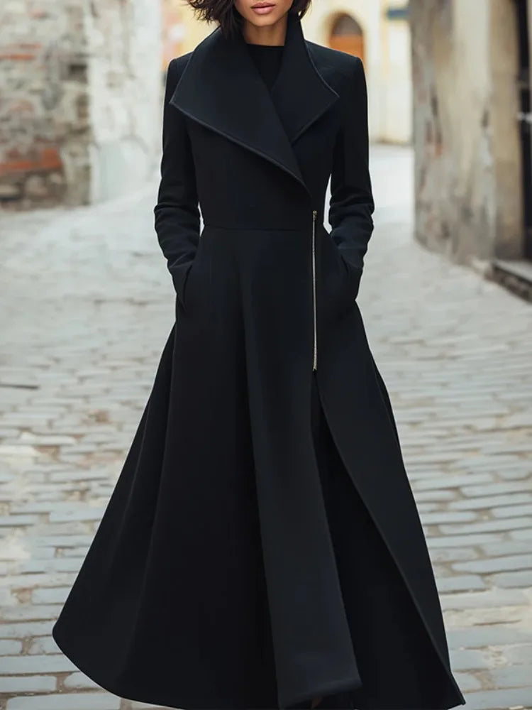 Slim Fit Notch Collar Trench Long Coat Main image