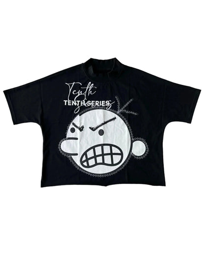 Y2K Hip Hop Graphic Print Irregular Cotton T-shirt