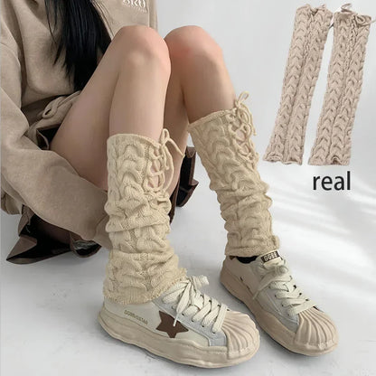 Gothic Knitted Strappy Warm Sock