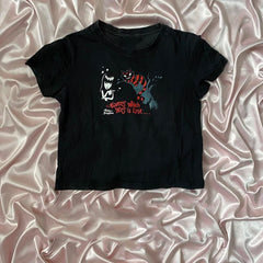 Gothic Letter Print Short Sleeve T-shirt