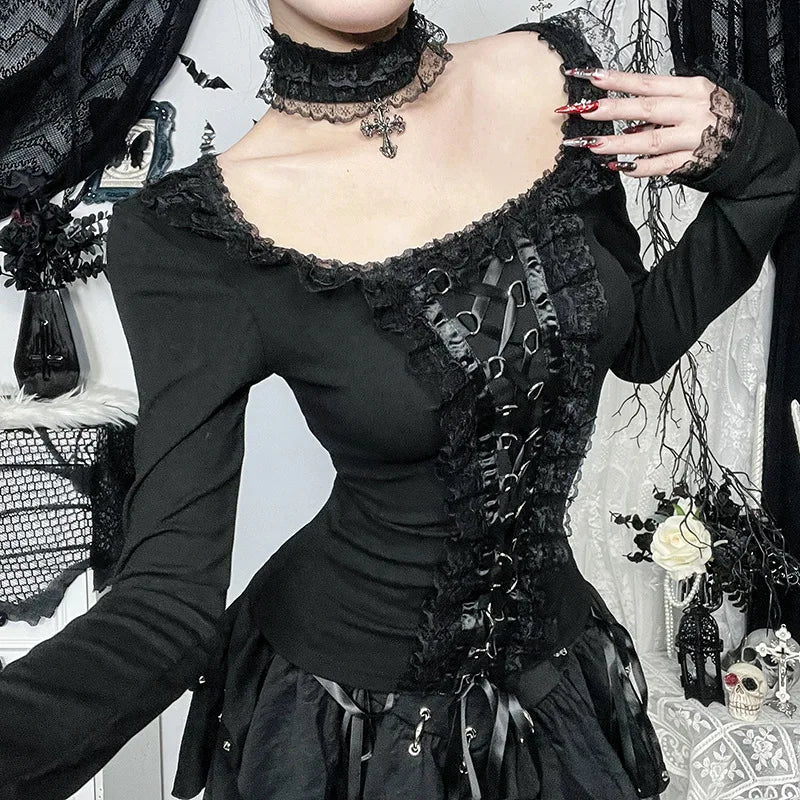 Dark Elegant Lace Blouse