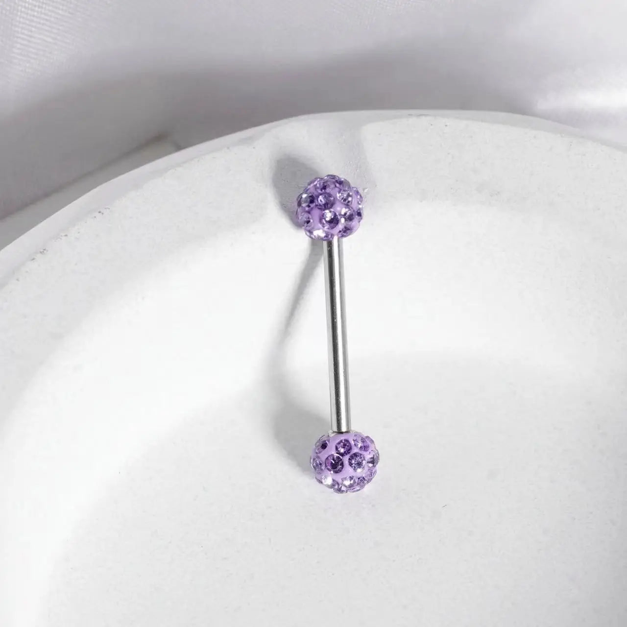 16mm Stainless Steel Shiny Rhinestone Tongue Ring