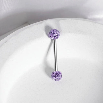 16mm Stainless Steel Shiny Rhinestone Tongue Ring