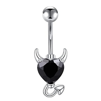 Butterfly Heart Dangle Gothic Belly Ring