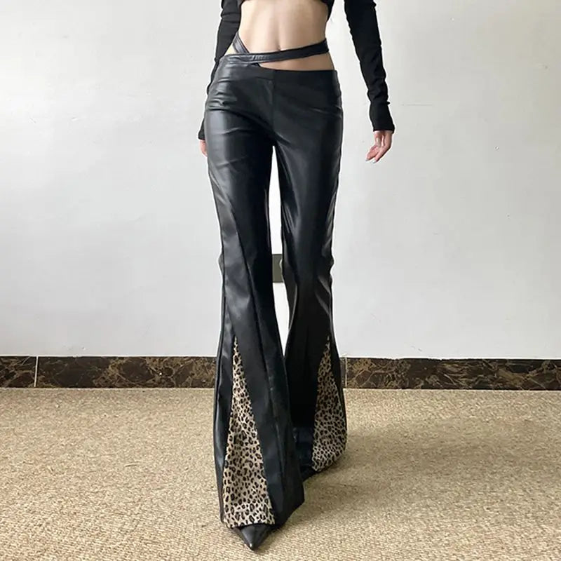 Low-Waisted Gothic Leopard Leather Pant