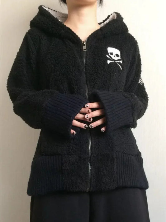 Gothic Cross Skull Zipper Hoodie