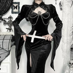 Flare Sleeve Lace Up Gothic Blouse