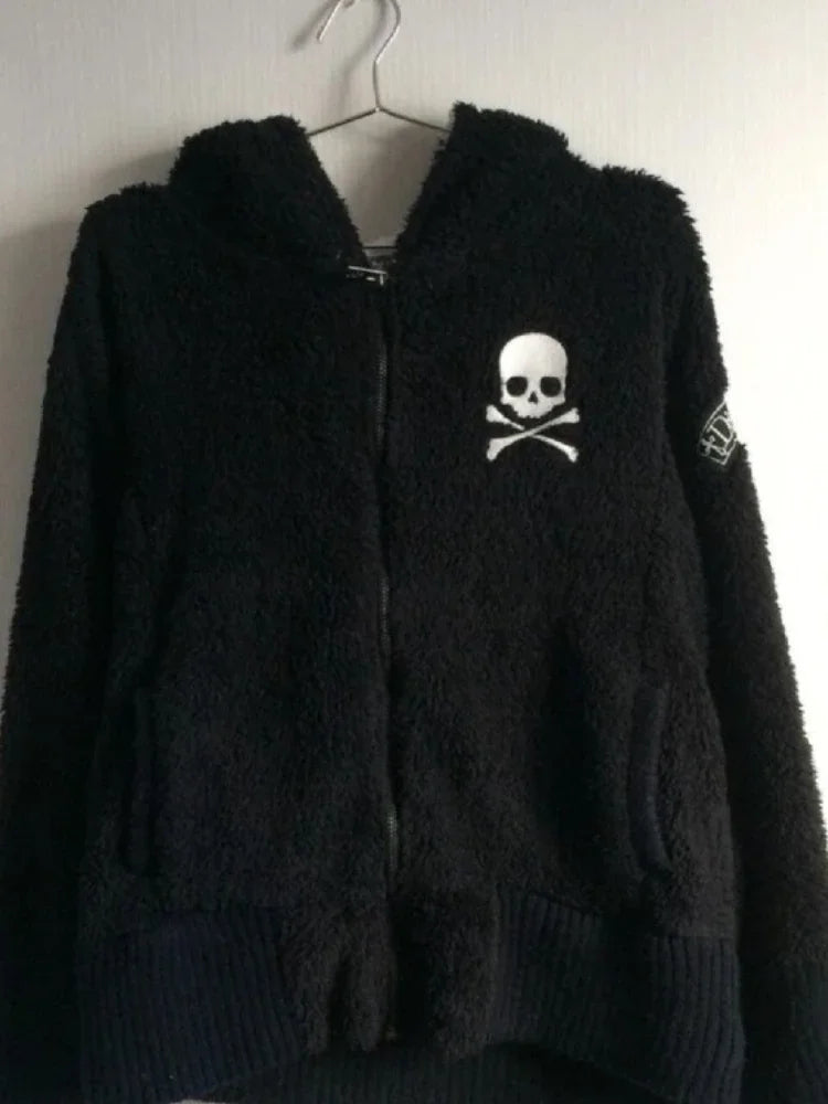 Gothic Cross Skull Zipper Hoodie