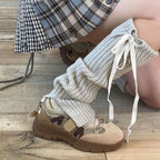Gothic Bow Tie Strap Knitted Sock