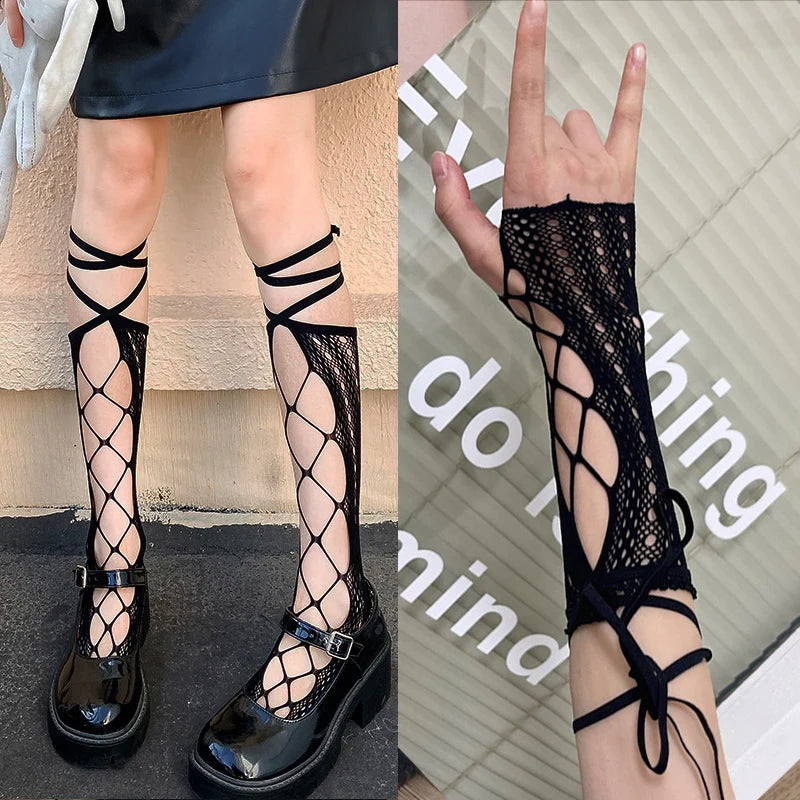Gothic Lace Cross Strap Glove
