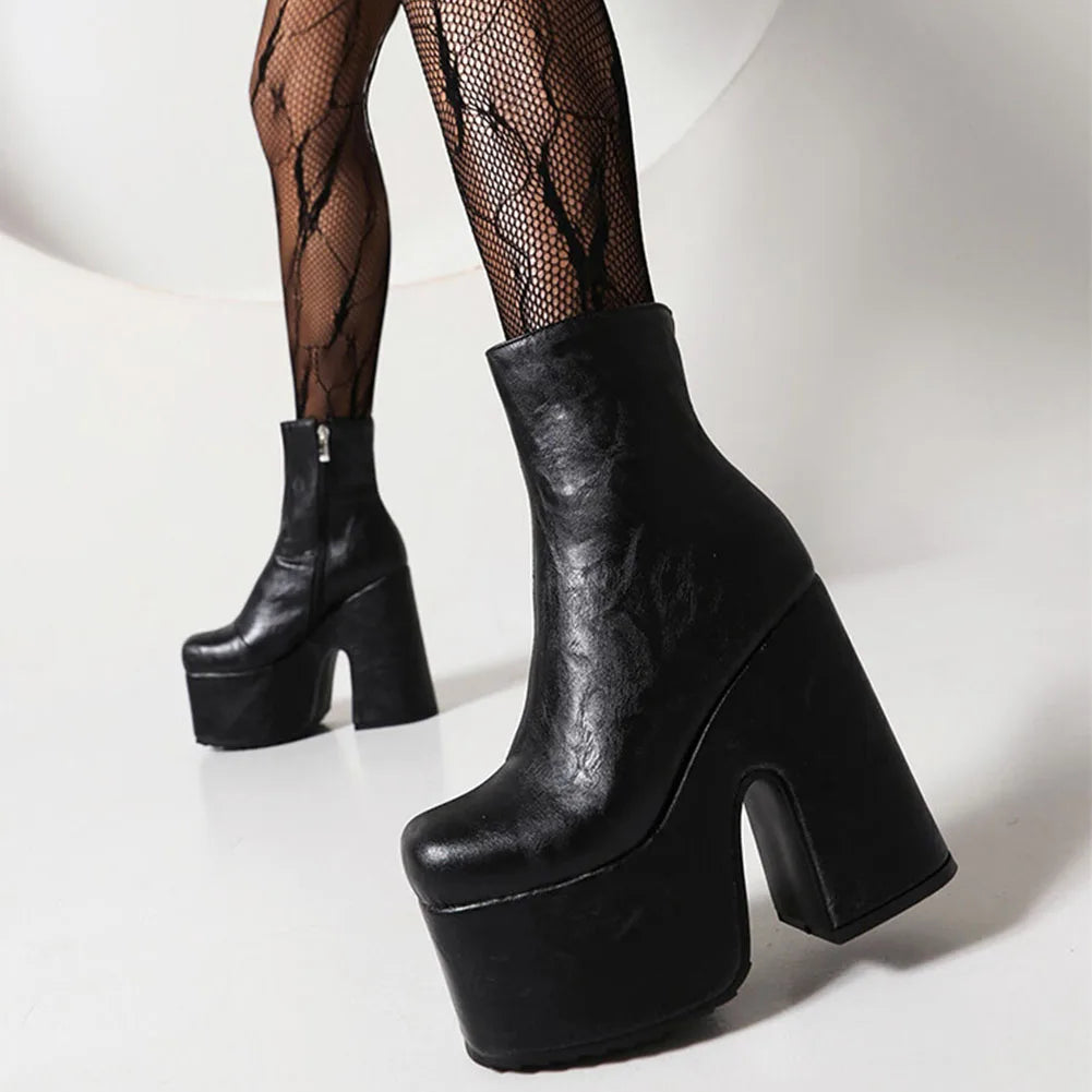 Luxury Metal Buckle Lace-Up Gothic Platform Boot