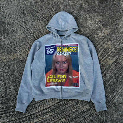 Gothic Character Graphic Zip Hoodie