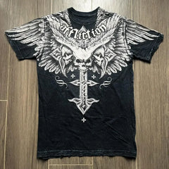 Colorful Wings Print Cotton T-shirt