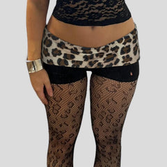 Leopard Patchwork Denim Short