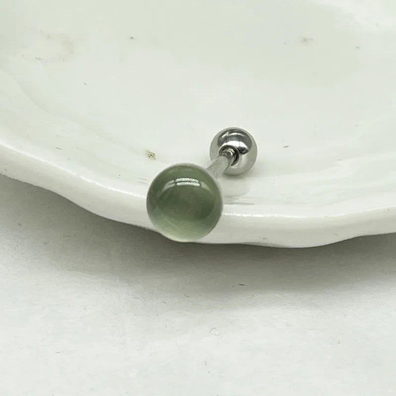 Opal Titanium Steel Cat's Eye Tongue Ring