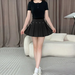 Rivet Pleated A-line Street Skirt
