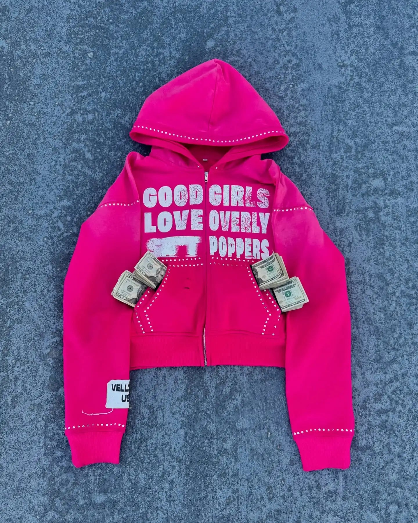Gothic Letter Graphic Zip Hoodie
