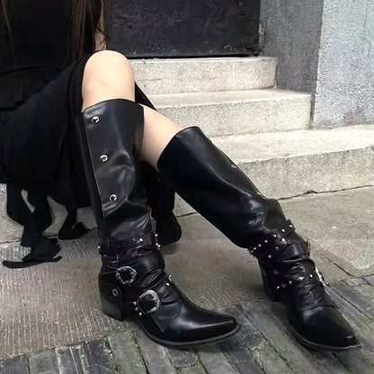 Gothic Wasteland Punk Style Vintage Motorcycle Boot