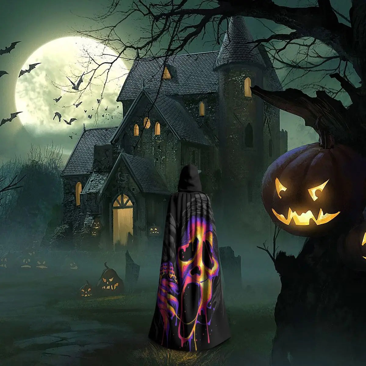 Skeleton Long Hooded Cloak Secondary image