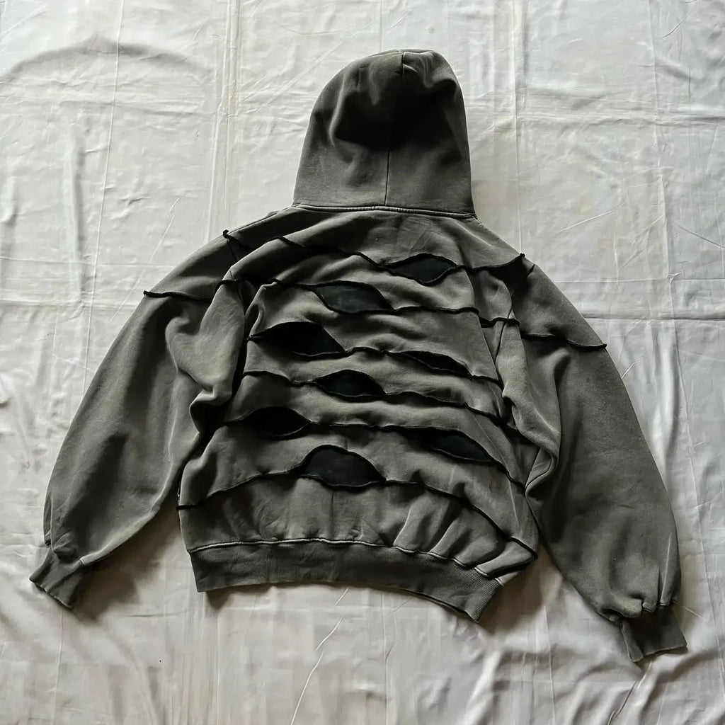 Gothic Eyes Patchwork Pullover Hoodie