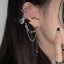 Gothic Demon Wings Cross Chain Stud Earring
