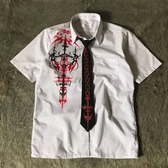 Gothic Letter Print Blouse