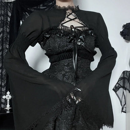 Elegant Lace Up Chiffon Blouse
