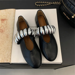 White Ballet Flats Comfortable Metal Button Espadrilles Flat