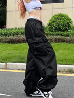 Y2K Gothic Parachute Black Pant