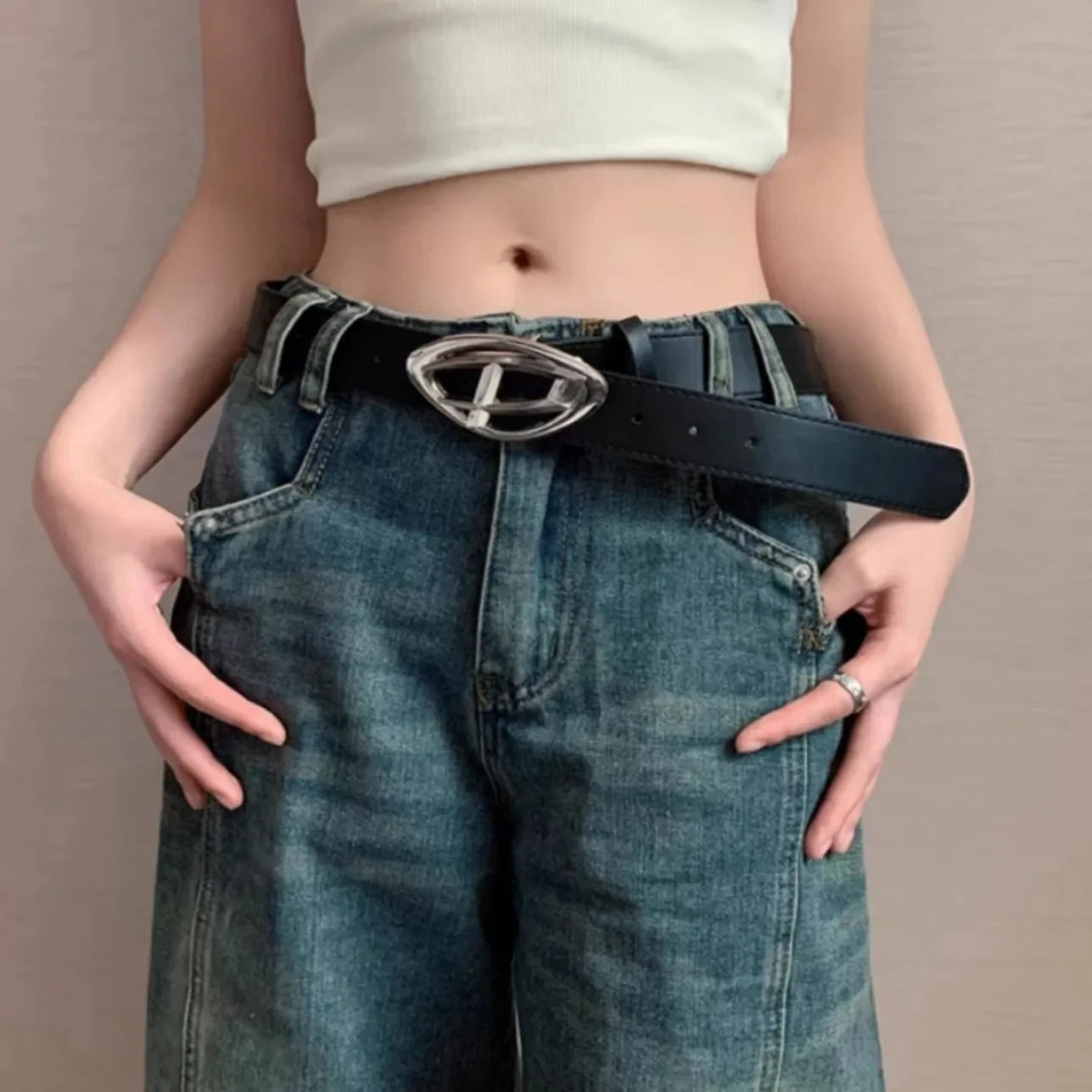 Y2K Gothic Simple Casual Moon Star Belt Main image