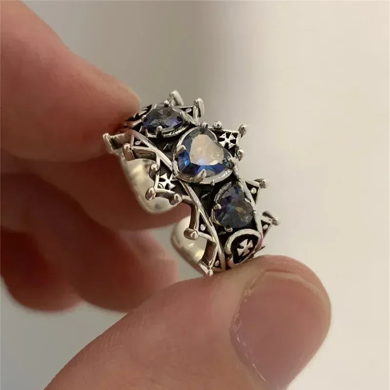Vintage Lolita Gothic Heart Cross Ring