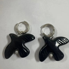 Peace Dove Ceramic Metal Circle Hoop Earring