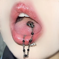 Retro Skull Chains Punk Goth Tongue Ring