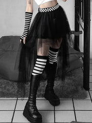 Mesh Irregular High Waist Skirt