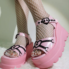Heart Buckle Gothic Platform Sandal