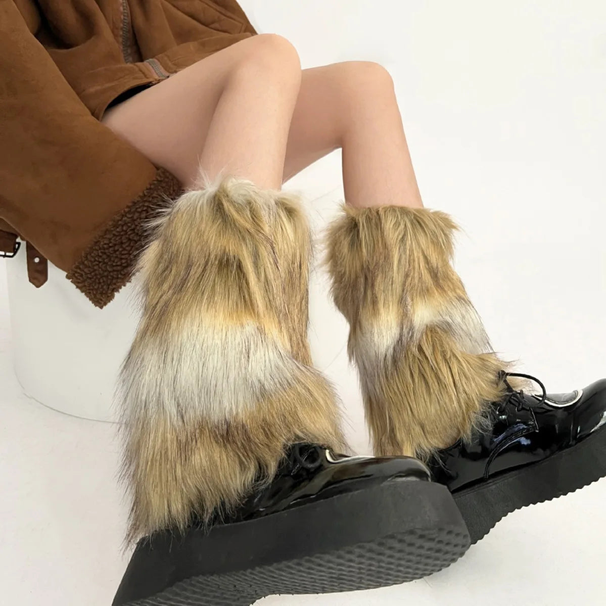 Gothic Faux Fur Vintage Sock